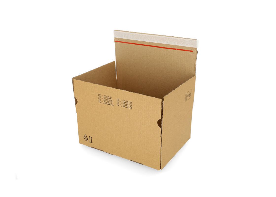 ASD/30: 260 x 220 x 130 mm <br> Sūtījumu kaste ar automātisko apakšu un līmlenti aizvēršanai 1