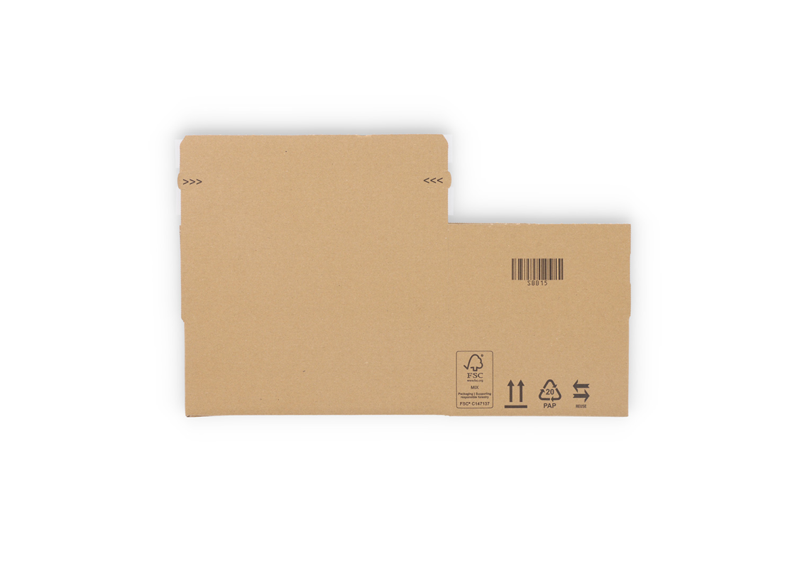 ASGD/15: 230 x 160 x 80 mm. Sūtījumu kaste ar automātisko apakšu, līmlenti aizvēršanai un preču atgriešanas joslu. 5