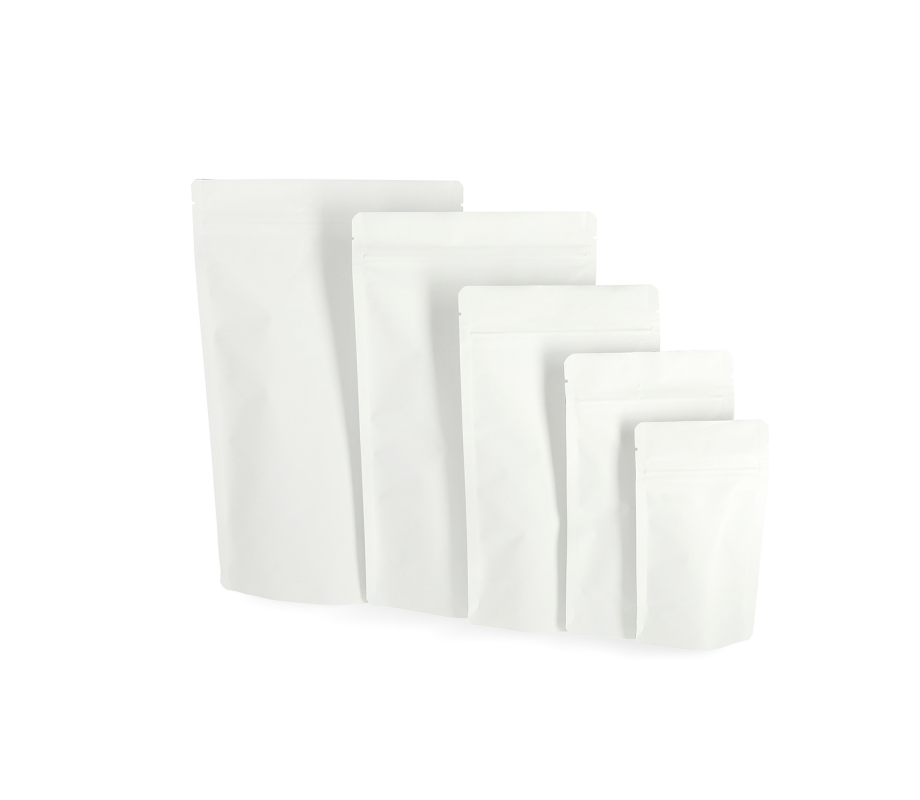 DOY-B: Balti stāvo tipa Doypack maisiņi, 100 gab 5