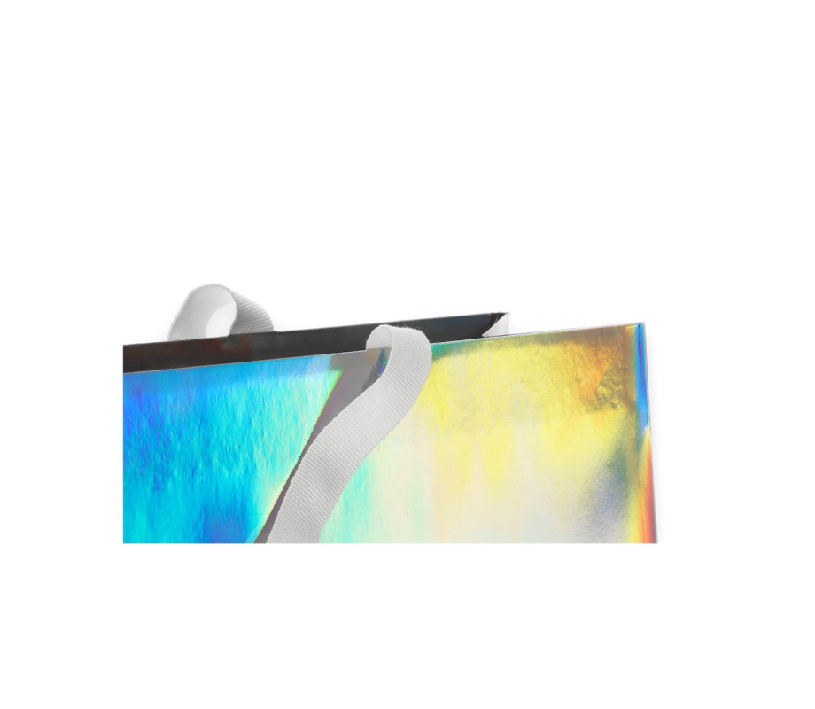 HOLO-2: 400x120x350 mm Luksusa papīra hologrāfiskā soma ar auduma rokturiem 12