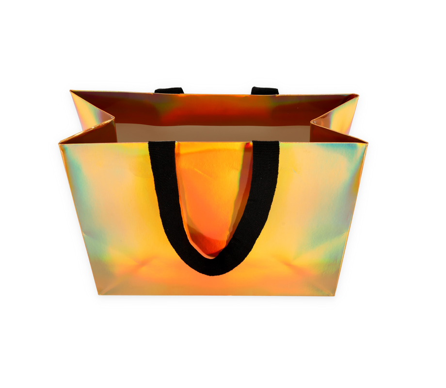 HOLO-1: 240x100x205 mm Luksusa papīra hologrāfiskā soma ar auduma rokturiem 6