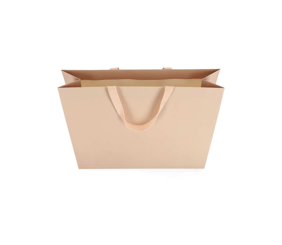 OMG-5: 400x120x350 mm Laminēts papīra dāvanu maisiņš ar ielīmētiem auduma rokturiem 4