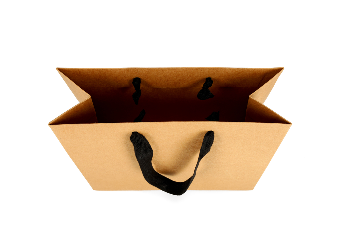 OMG-8: 450x150x350 mm Grezns papīra dāvanu maisiņš ar ielīmētiem melniem auduma rokturiem 2