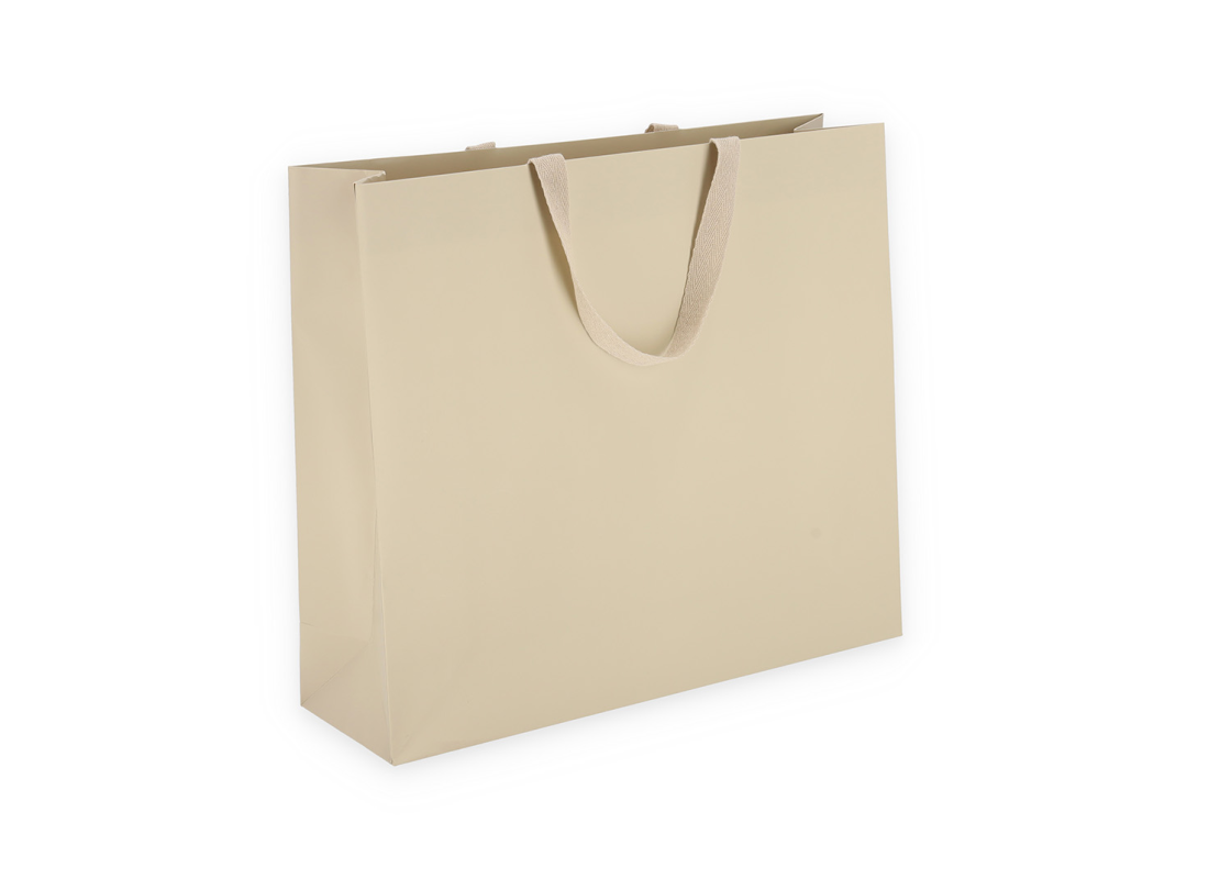 OMG-5: 400x120x350 mm Laminēts papīra dāvanu maisiņš ar ielīmētiem auduma rokturiem 1